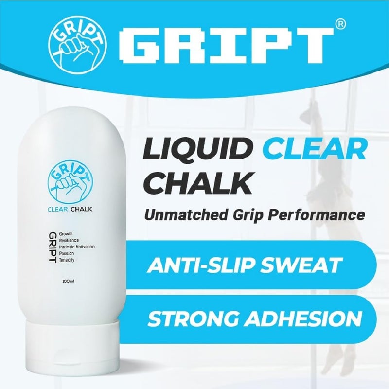 GRIPT Store Clear Liquid Chalk for Pole Dancing Mess Less Professional Dry Hand Grip Gel Chalk 100ml for Pole Dance Aerial Yoga Tennis Golf Racquet Grips Sweat Resistant Long Lasting - Image 1